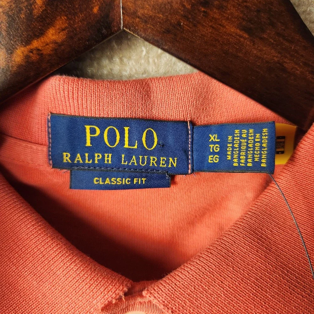 Polo Ralph Lauren Polo Shirt Mens XL Red Orange Classic Fit Pocket Short Sleeve